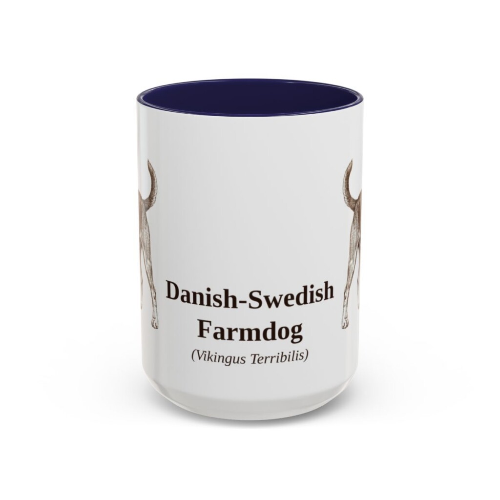 15oz Danish-Swedish Farmdog Latin Mug, Navy, front view