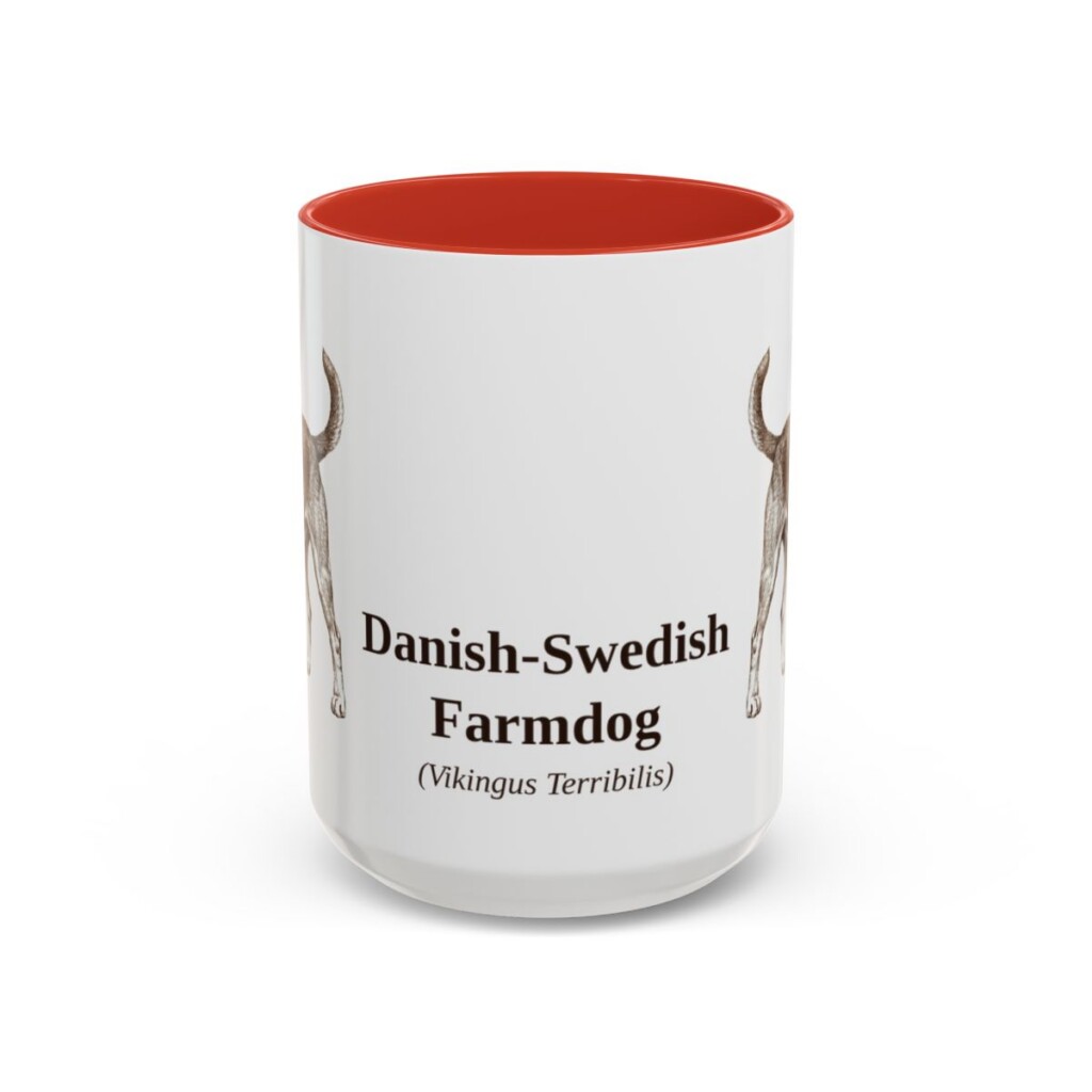 15oz Danish-Swedish Farmdog Latin Mug, Red, front view