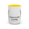 15oz Danish-Swedish Farmdog Latin Mug, Yellow, front view