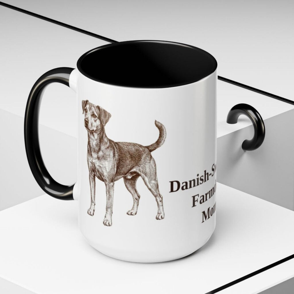 15oz Danish-Swedish Farmdog Dog Mom Mug, Black, lifestyle photo