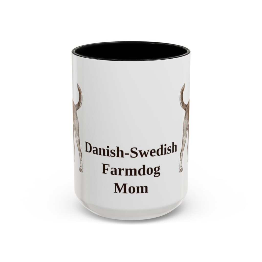 15oz Danish-Swedish Farmdog Dog Mom Mug, Black, front view