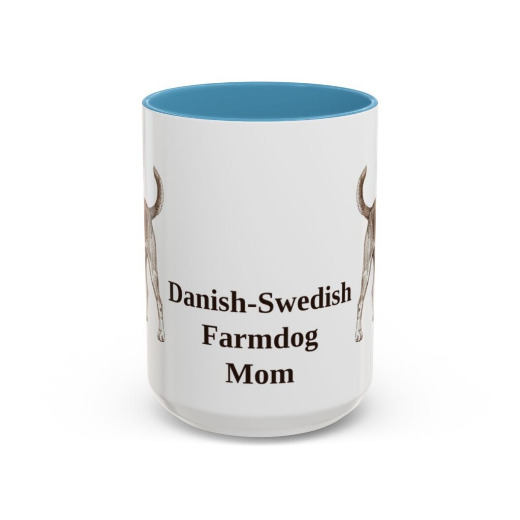 15oz Danish-Swedish Farmdog Dog Mom Mug, Light Blue, front view