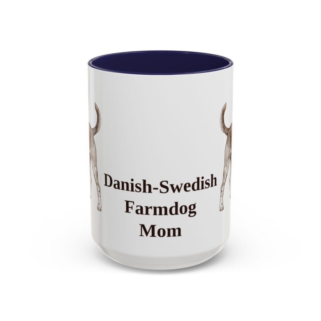 15oz Danish-Swedish Farmdog Dog Mom Mug, Navy, front view