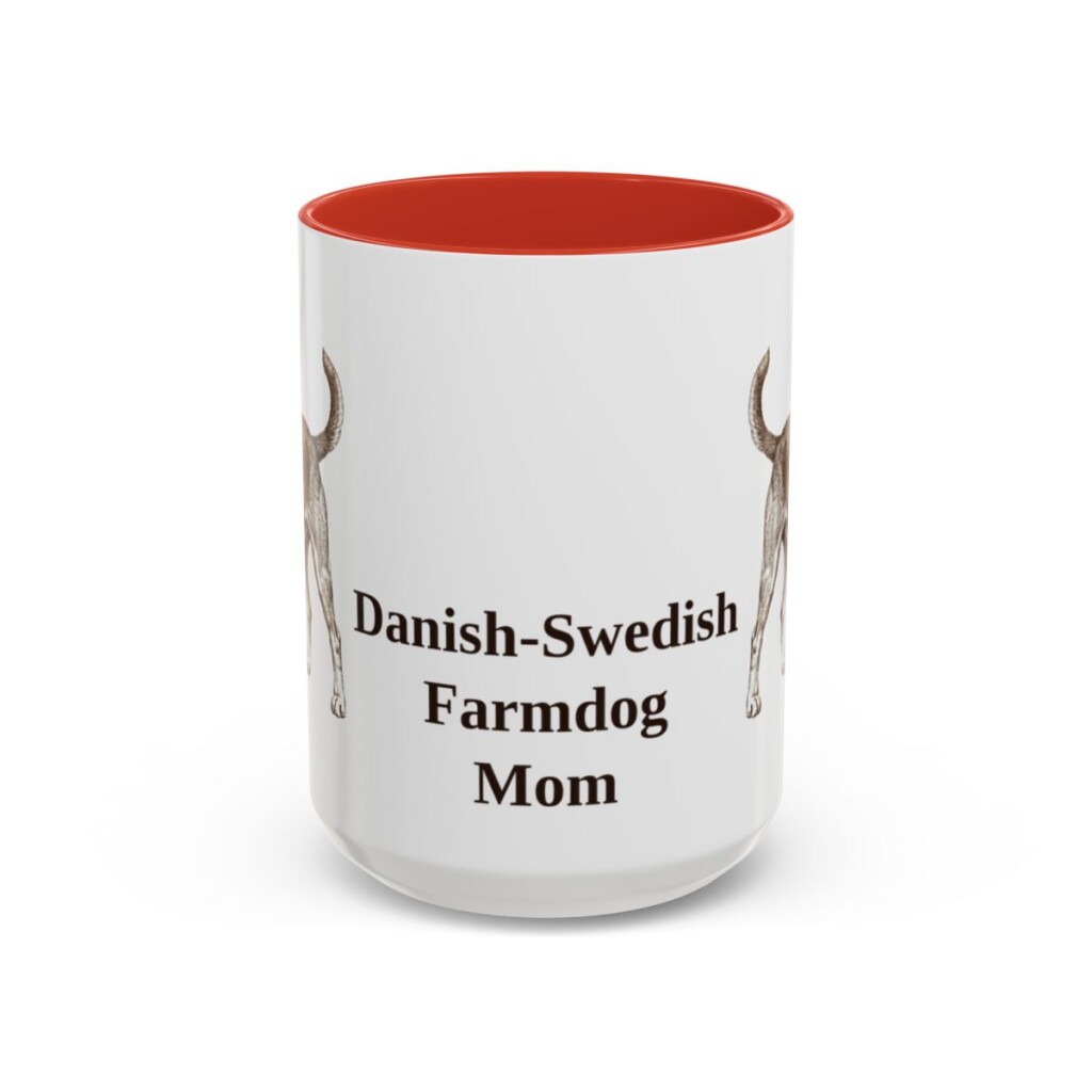 15oz Danish-Swedish Farmdog Dog Mom Mug, Red, front view