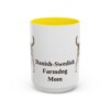 15oz Danish-Swedish Farmdog Dog Mom Mug, Yellow, front view