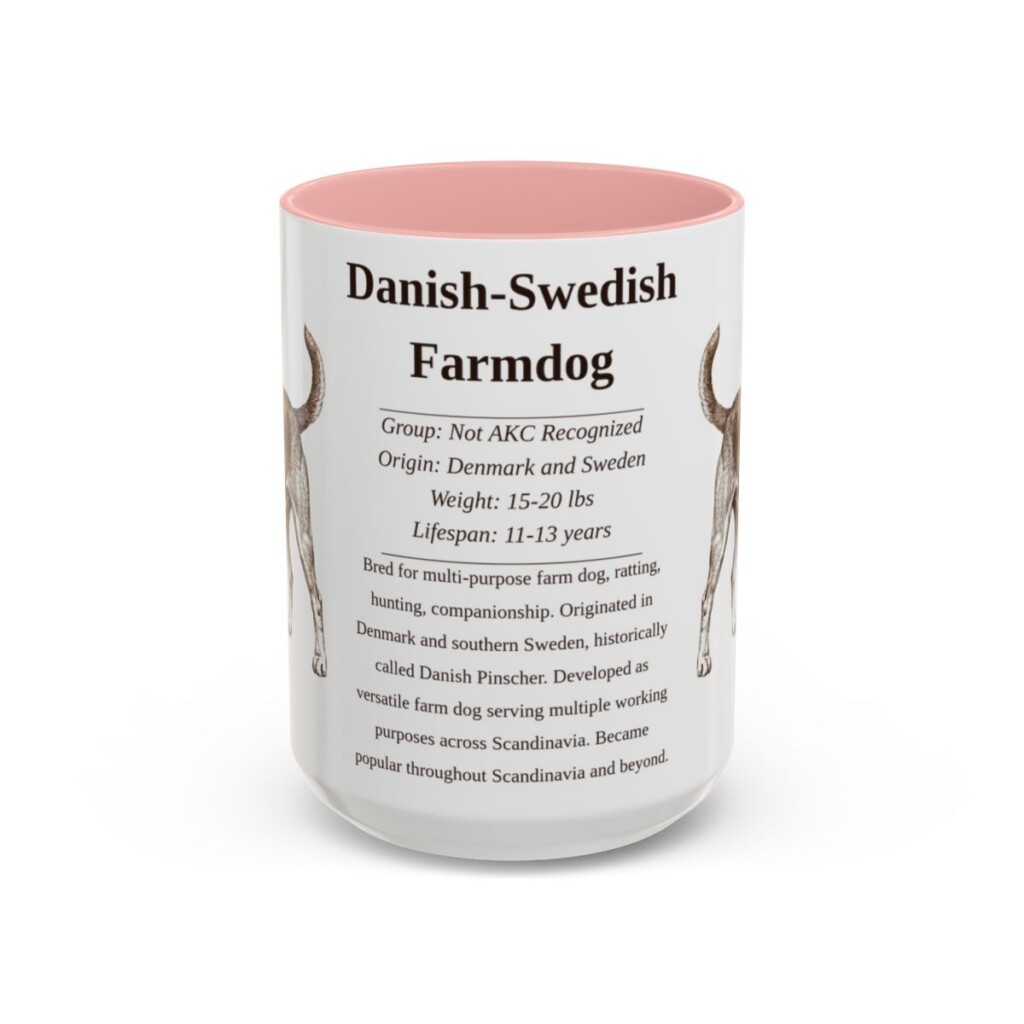 15oz-danish-swedish-farmdog-mug-writeup-pink 15oz Danish-Swedish Farmdog Mug, Pink, front view