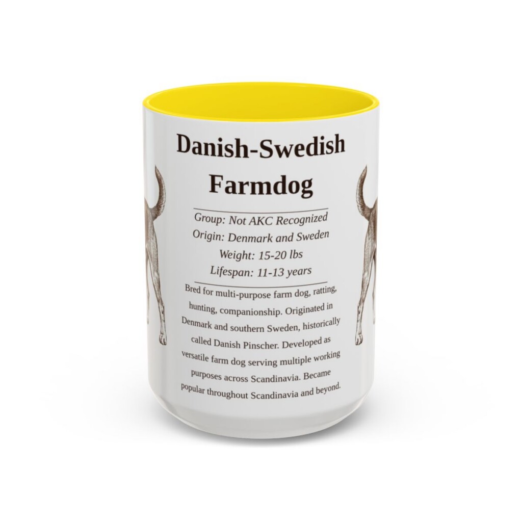 15oz-danish-swedish-farmdog-mug-writeup-yellow 15oz Danish-Swedish Farmdog Mug, Yellow, front view