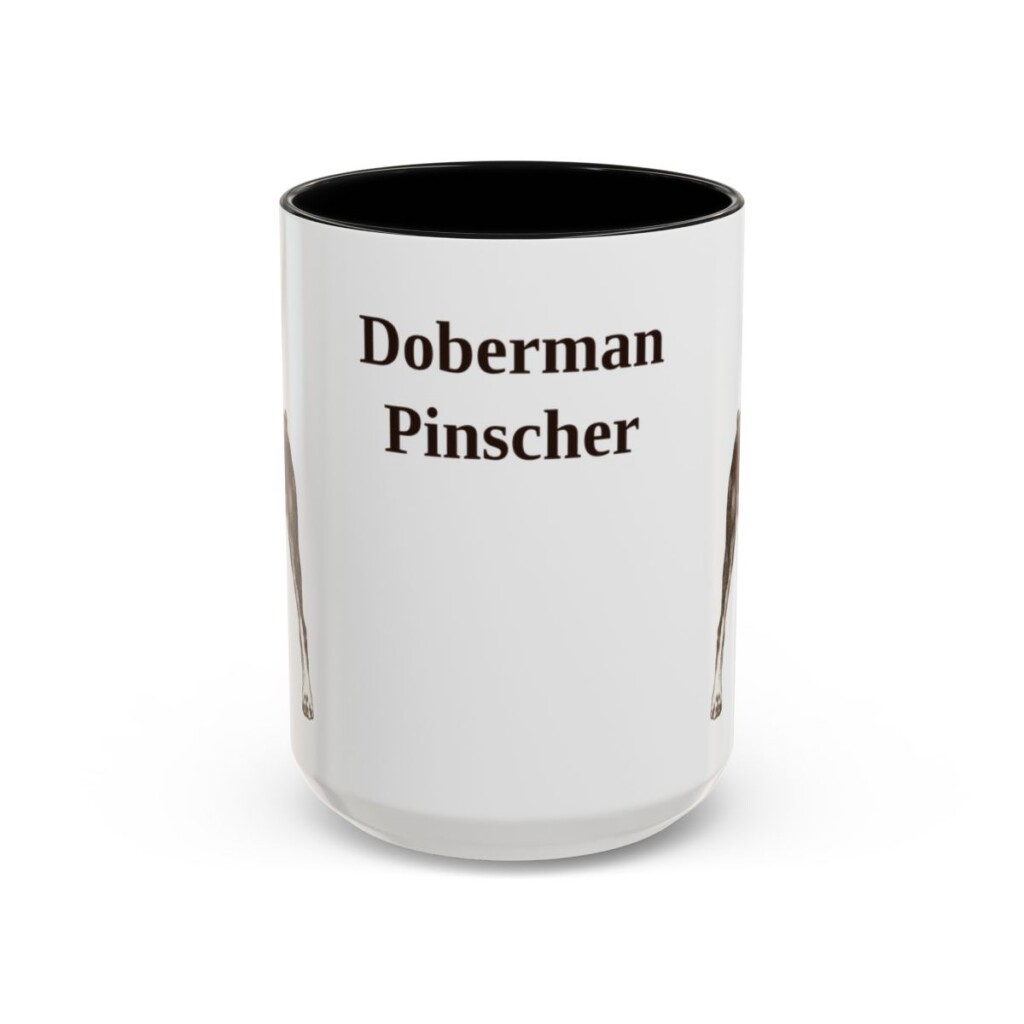 15oz-doberman-pinscher-mug-black-front 15oz Doberman Pinscher Mug, Black, front view