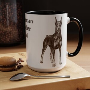 15oz Doberman Pinscher Dog Dad Mug, Black, lifestyle photo