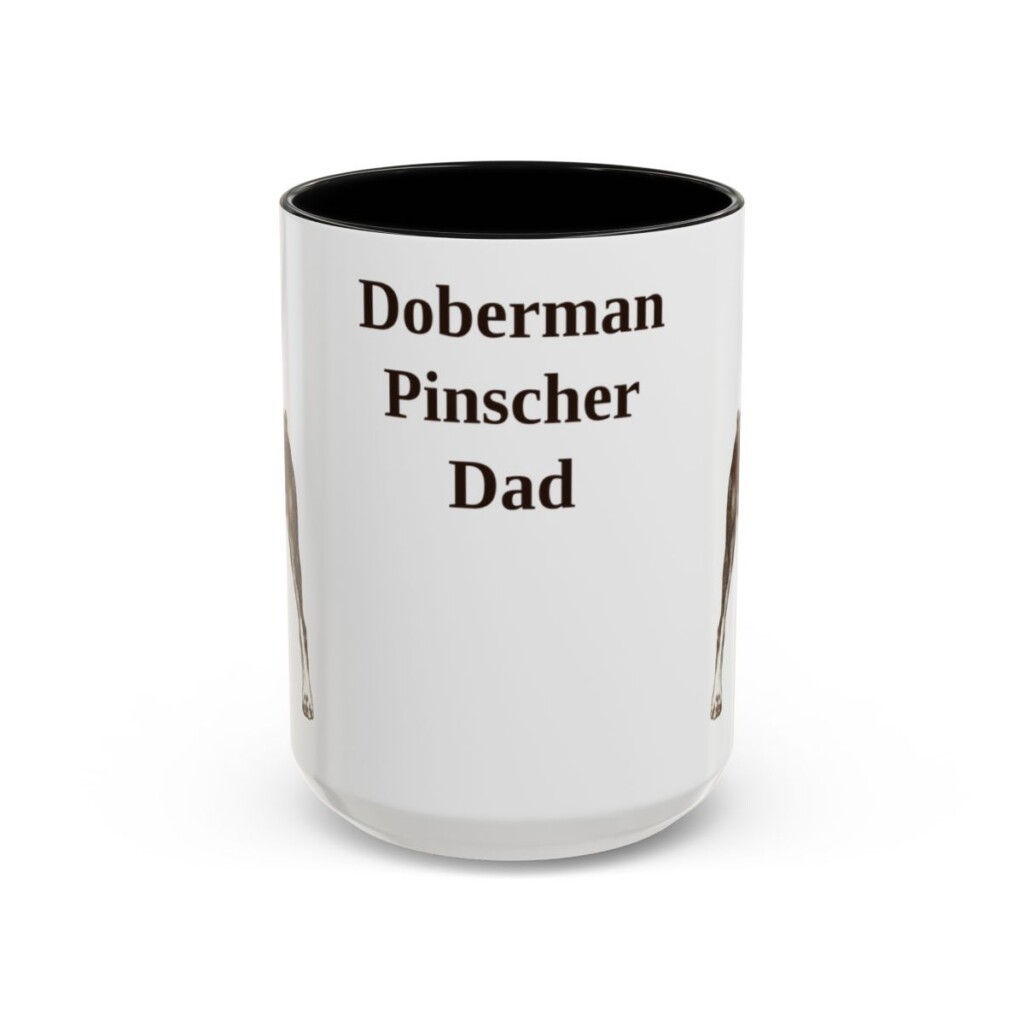 15oz Doberman Pinscher Dog Dad Mug, Black, front view
