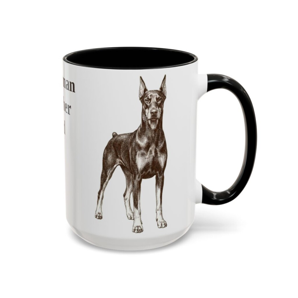 15oz Doberman Pinscher Dog Dad Mug, Black, right side view