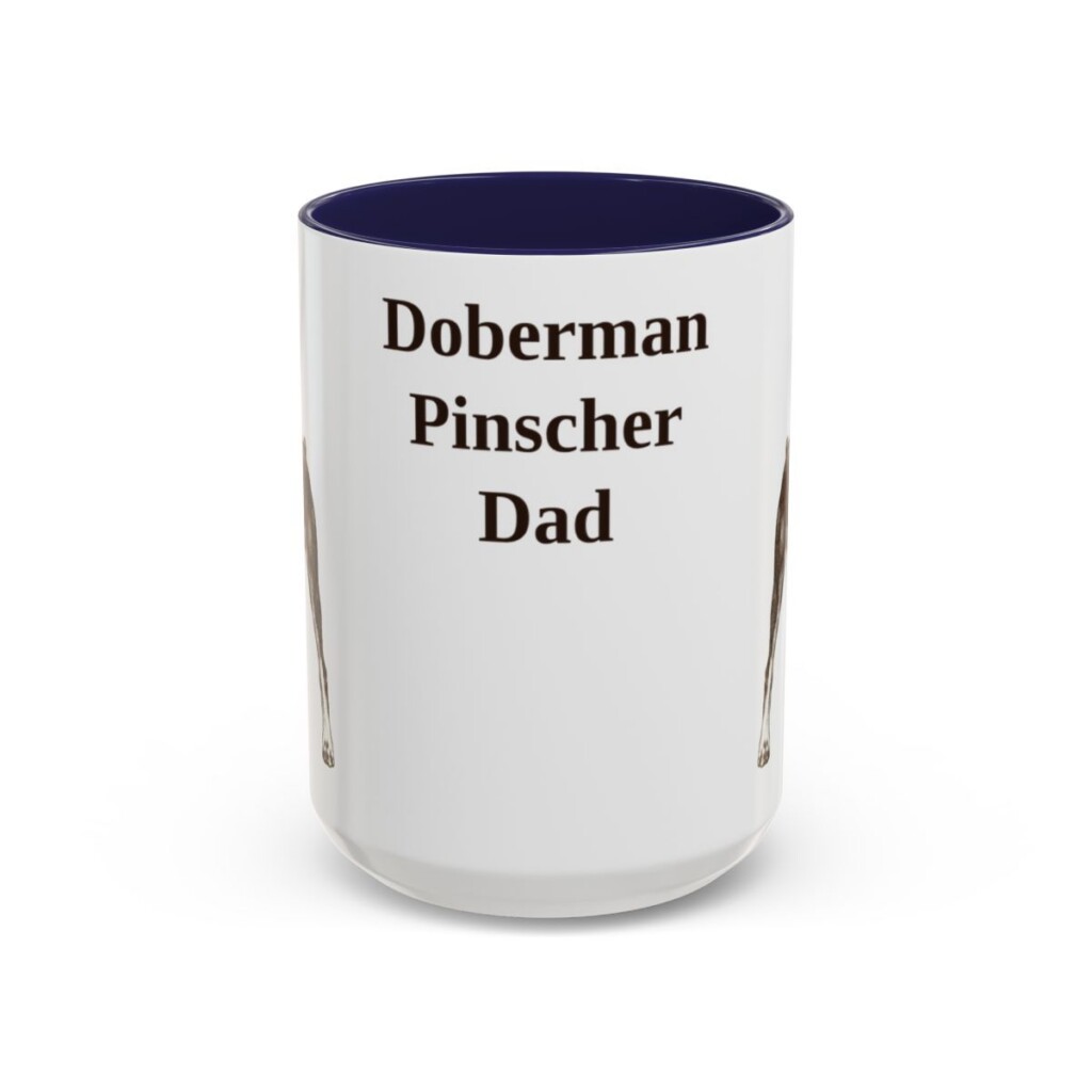 15oz Doberman Pinscher Dog Dad Mug, Navy, front view