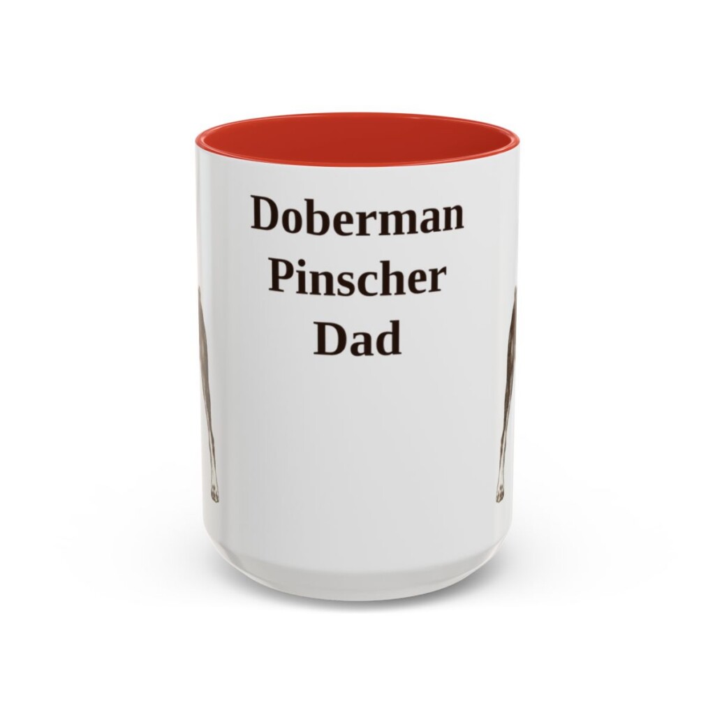 15oz Doberman Pinscher Dog Dad Mug, Red, front view