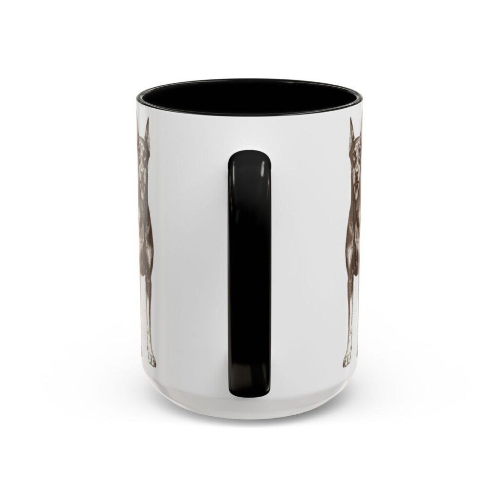 15oz Doberman Pinscher Latin Mug, Black, back view