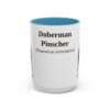 15oz Doberman Pinscher Latin Mug, Light Blue, front view