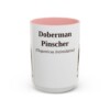15oz Doberman Pinscher Latin Mug, Pink, front view