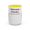 15oz Doberman Pinscher Latin Mug, Yellow, front view