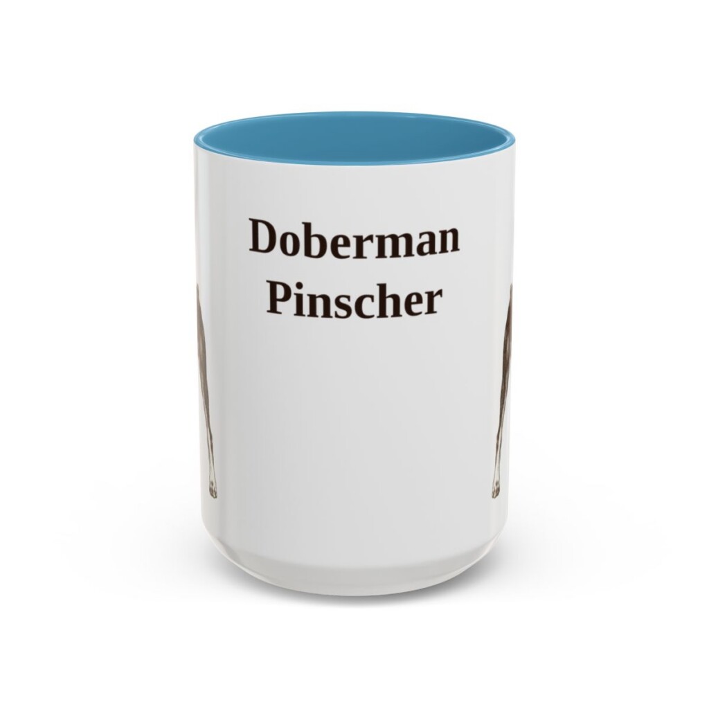 15oz-doberman-pinscher-mug-light-blue 15oz Doberman Pinscher Mug, Light Blue, front view