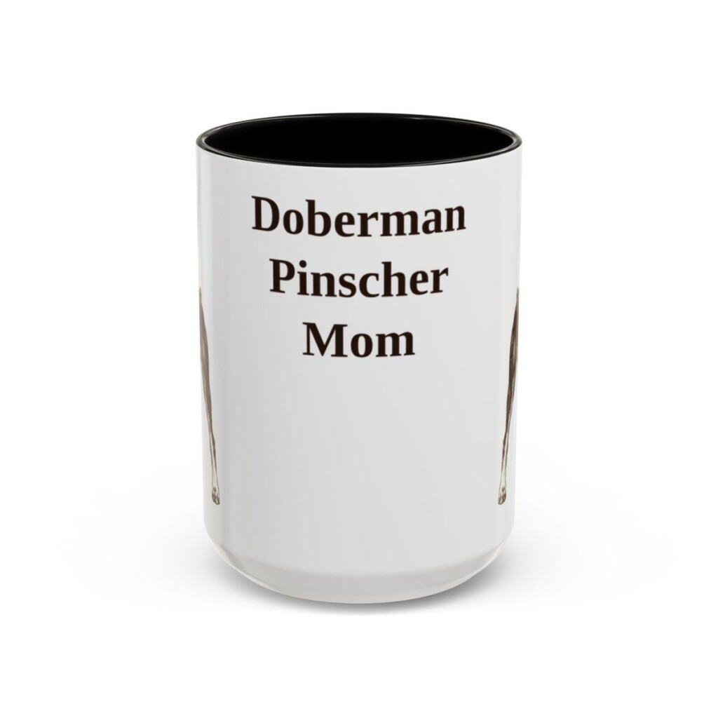 15oz Doberman Pinscher Dog Mom Mug, Black, front view