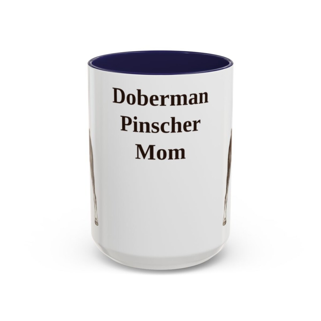 15oz Doberman Pinscher Dog Mom Mug, Navy, front view