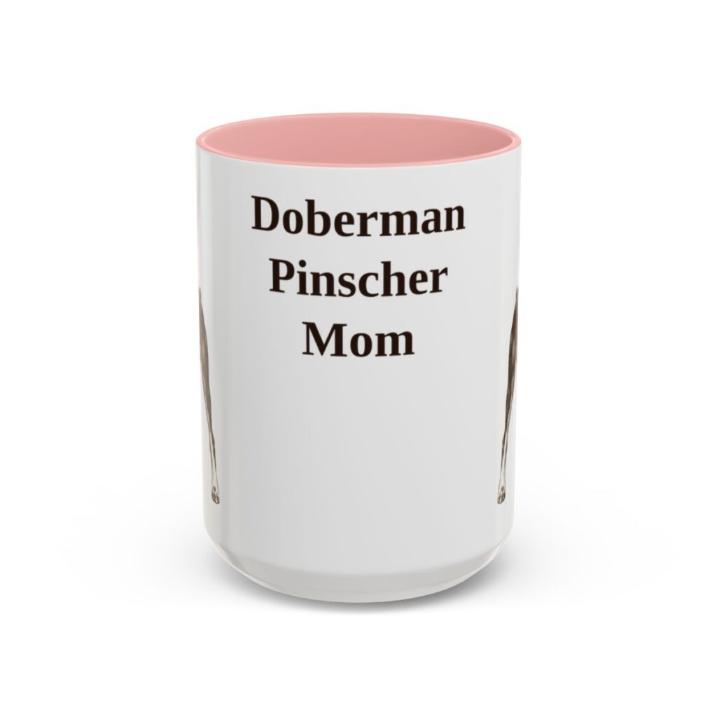 15oz Doberman Pinscher Dog Mom Mug, Pink, front view