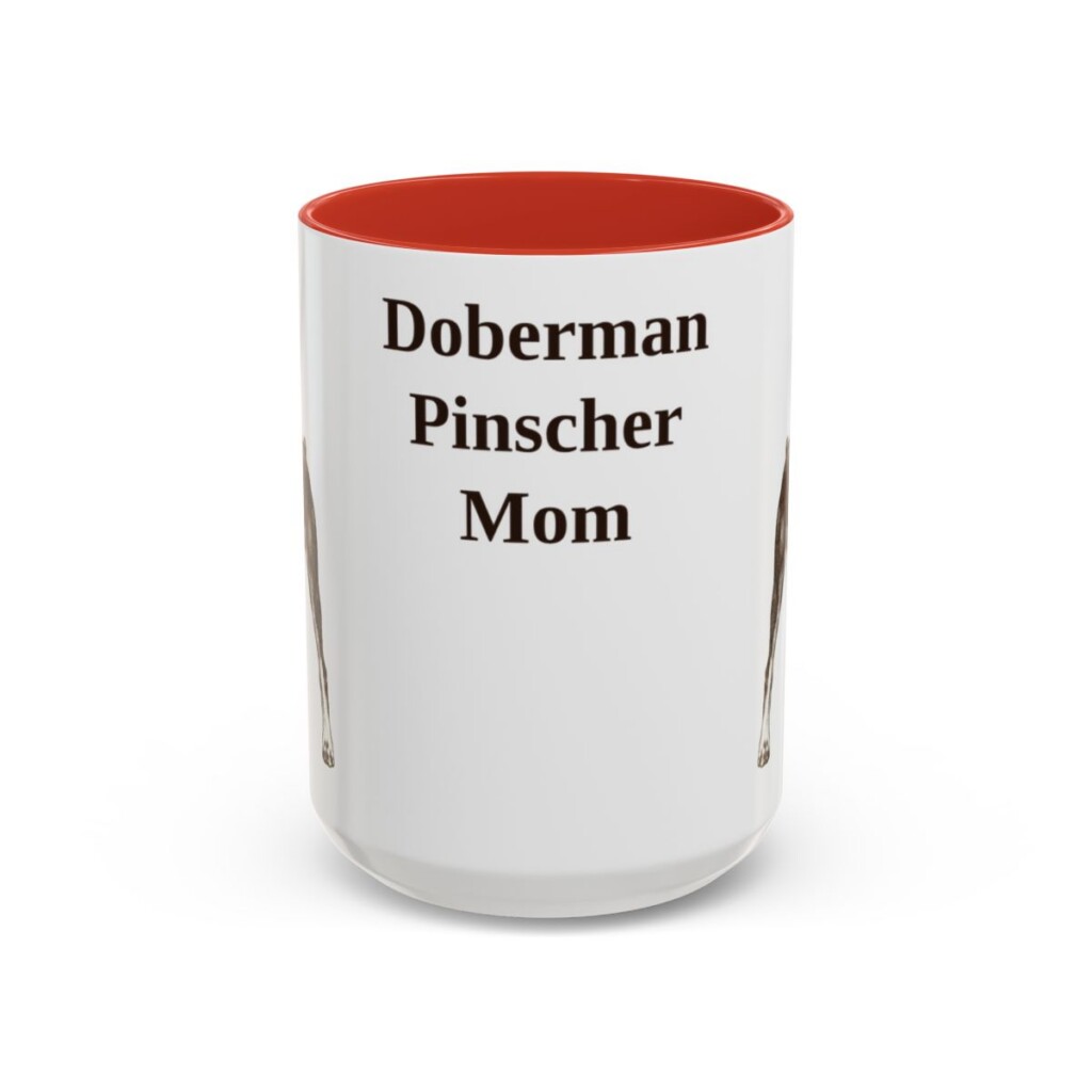 15oz Doberman Pinscher Dog Mom Mug, Red, front view