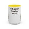 15oz Doberman Pinscher Dog Mom Mug, Yellow, front view