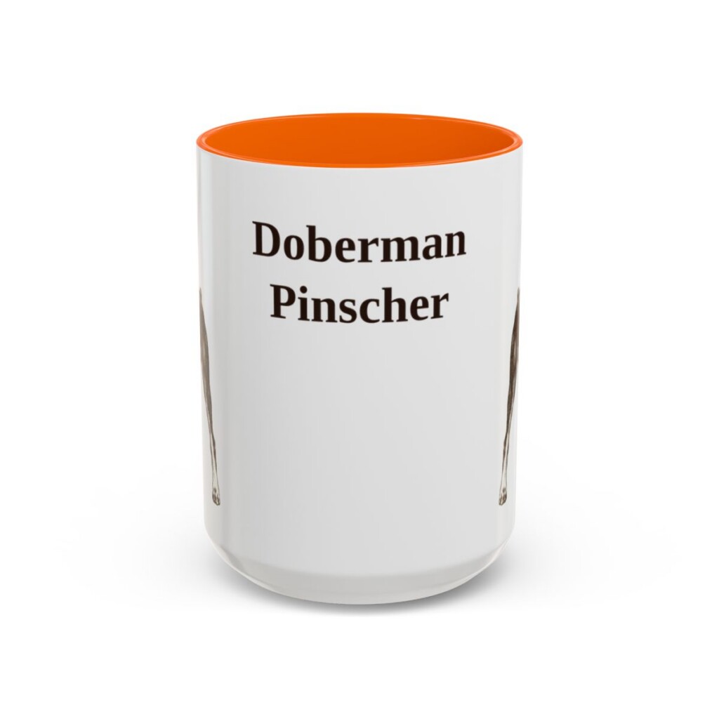 15oz-doberman-pinscher-mug-orange 15oz Doberman Pinscher Mug, Orange, front view