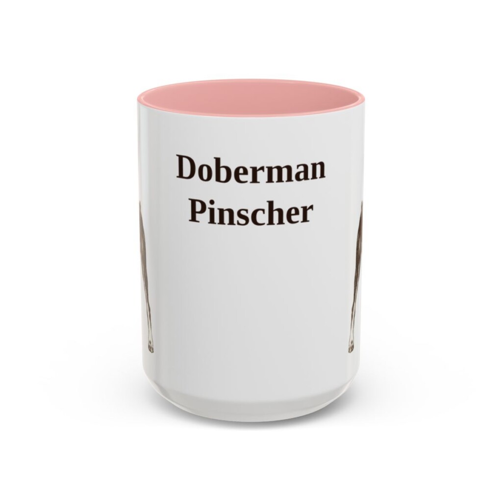 15oz-doberman-pinscher-mug-pink 15oz Doberman Pinscher Mug, Pink, front view