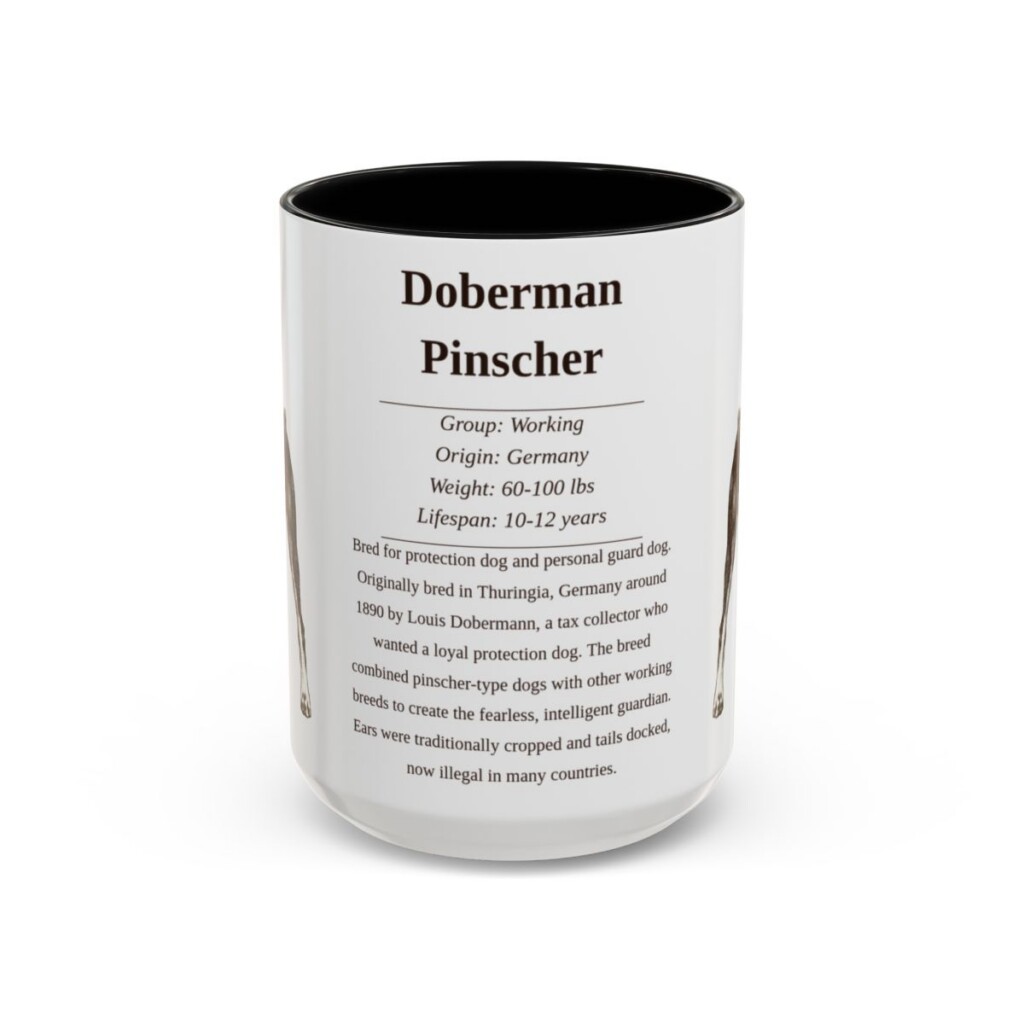 15oz Doberman Pinscher Mug, Black, front view