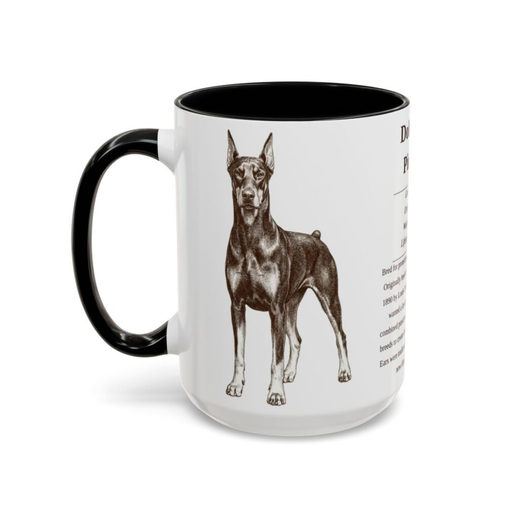 15oz Doberman Pinscher Mug, Black, left side view