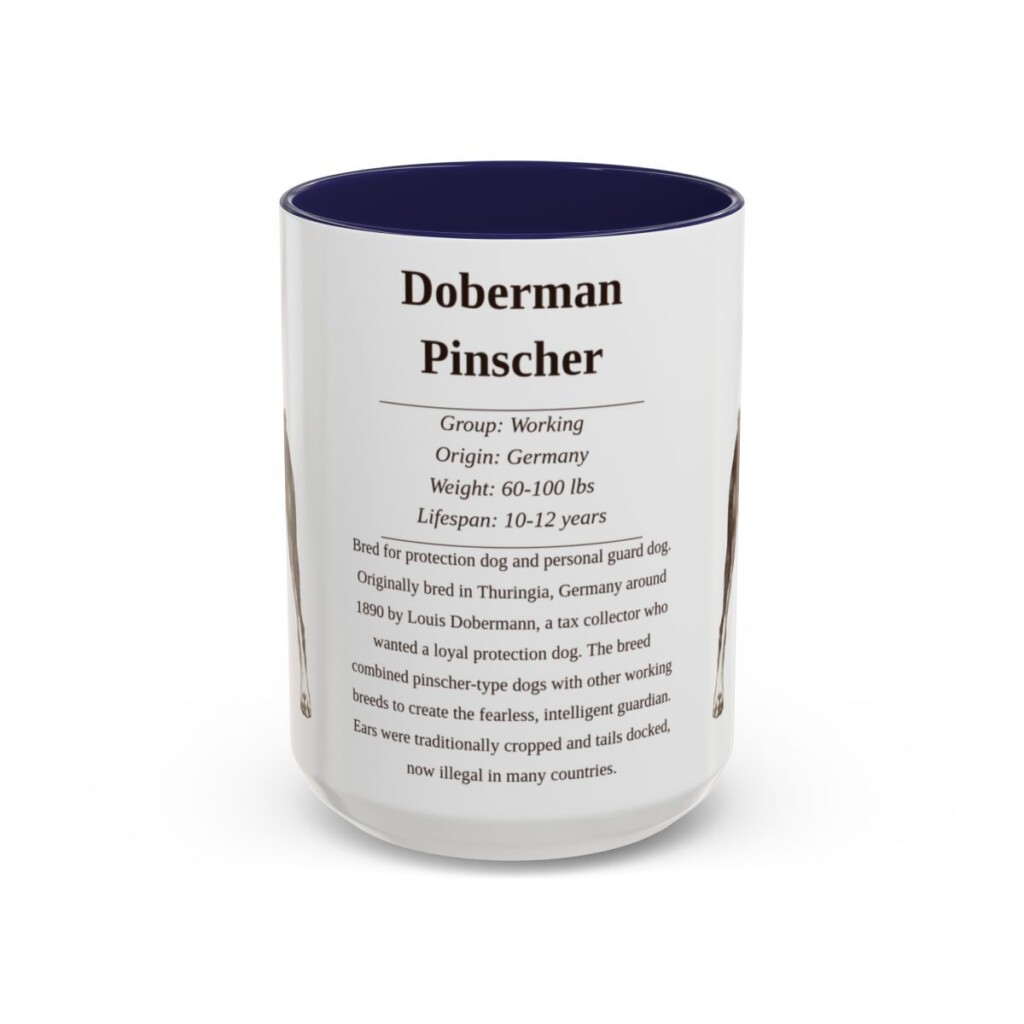 15oz Doberman Pinscher Mug, Navy, front view