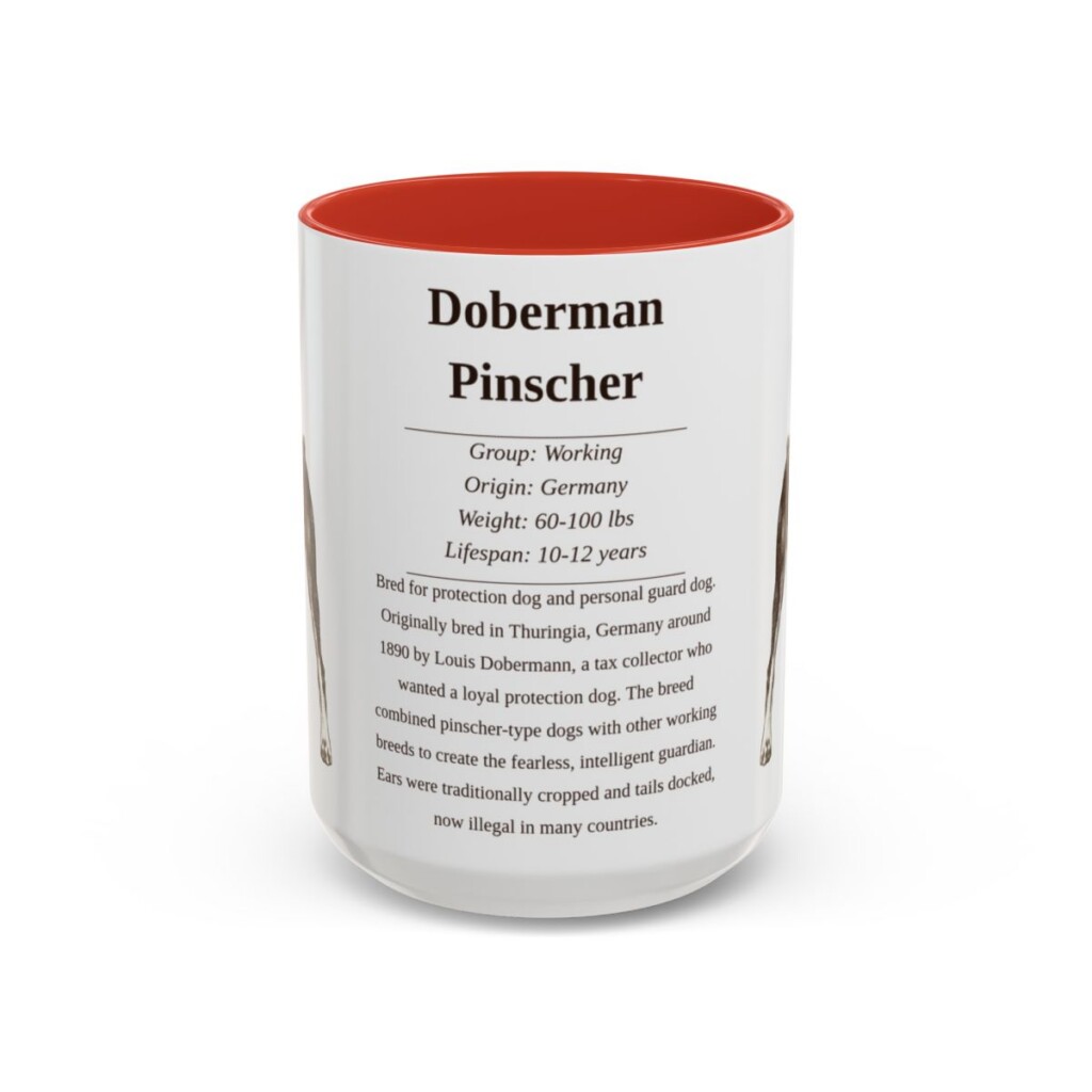 15oz Doberman Pinscher Mug, Red, front view