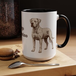 15oz Dogo Argentino Mug, Black, lifestyle photo