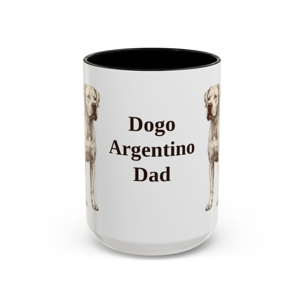 15oz Dogo Argentino Dog Dad Mug, Black, front view