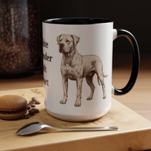 15oz Funny Dogo Argentino Mug, Black, lifestyle photo