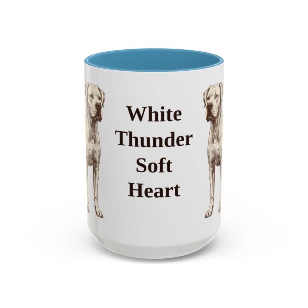 15oz Funny Dogo Argentino Mug, Light Blue, front view