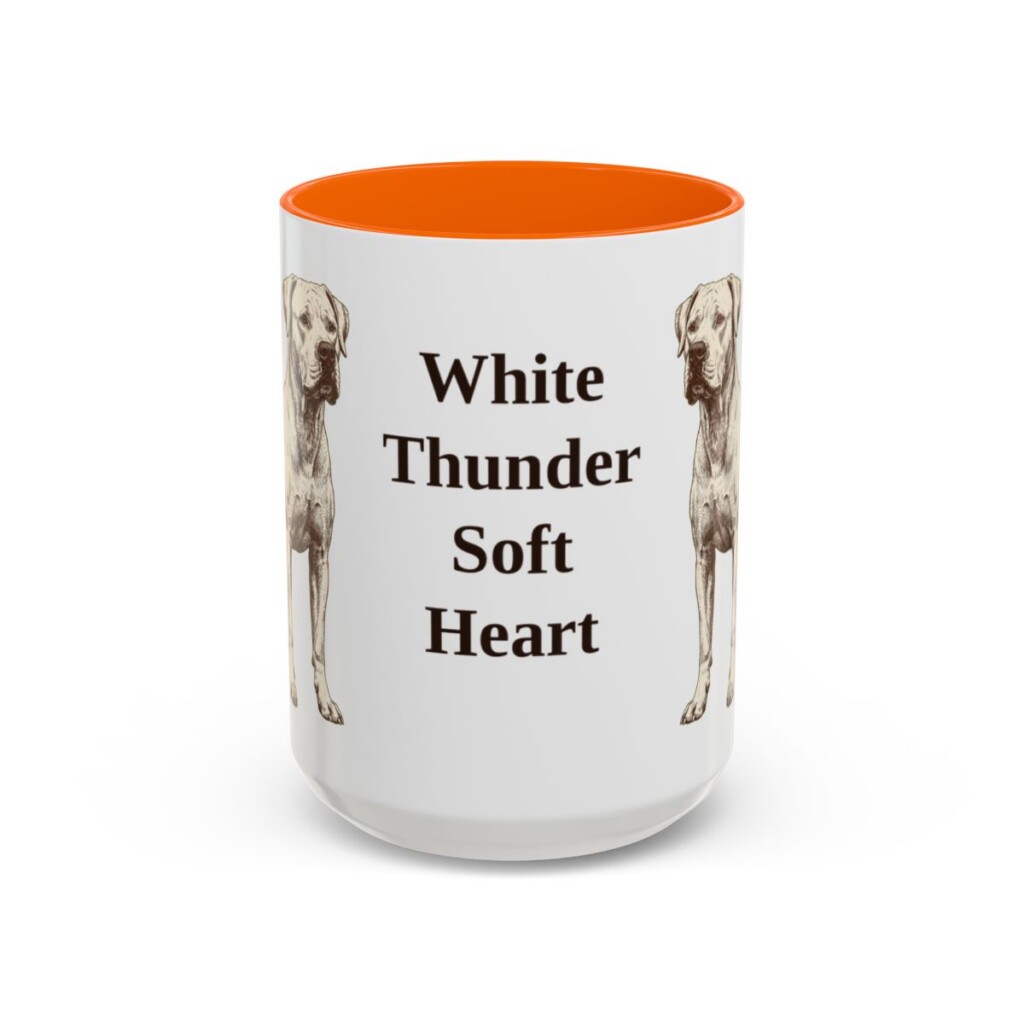 15oz Funny Dogo Argentino Mug, Orange, front view