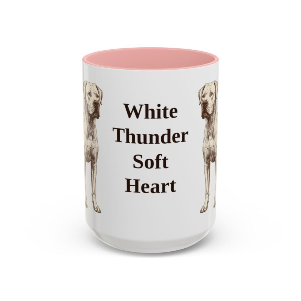 15oz Funny Dogo Argentino Mug, Pink, front view