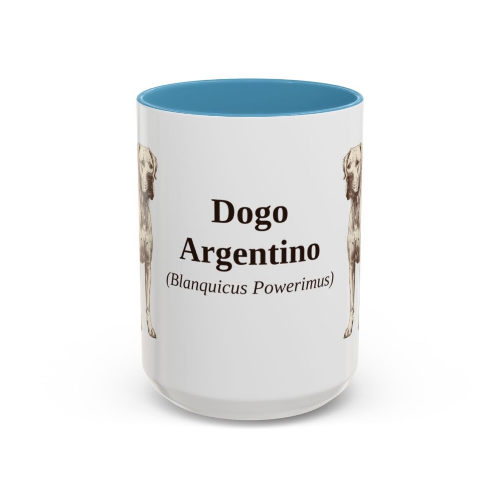 15oz-dogo-argentino-mug-latin-light-blue 15oz Dogo Argentino Latin Mug, Light Blue, front view