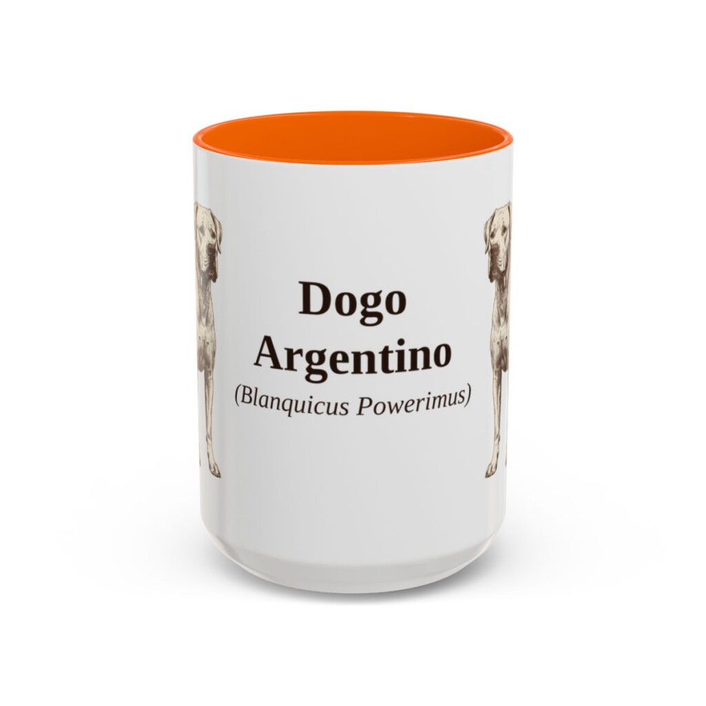 15oz-dogo-argentino-mug-latin-orange 15oz Dogo Argentino Latin Mug, Orange, front view
