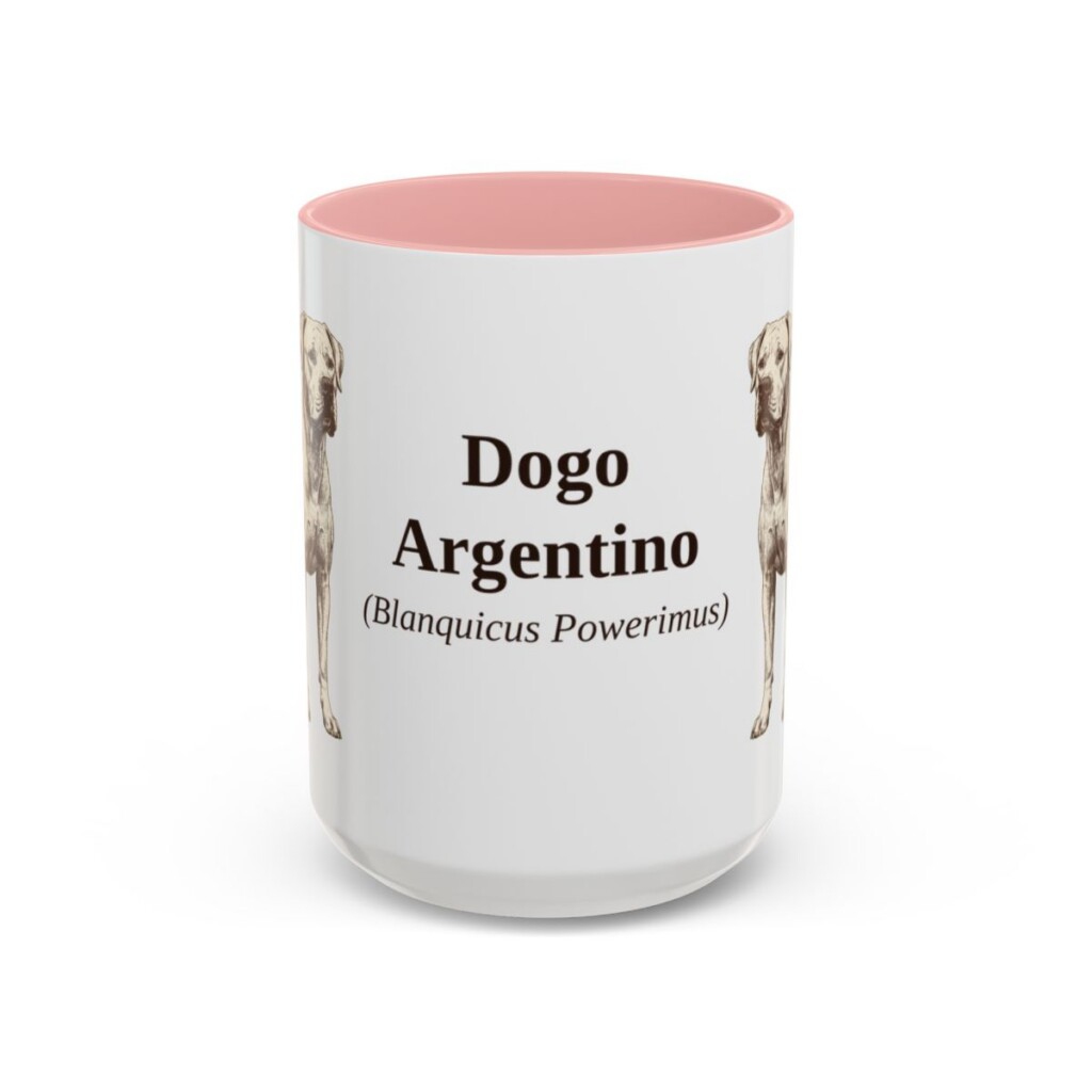 15oz-dogo-argentino-mug-latin-pink 15oz Dogo Argentino Latin Mug, Pink, front view