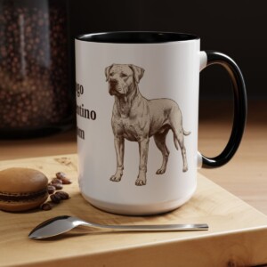 15oz Dogo Argentino Dog Mom Mug, Black, lifestyle photo
