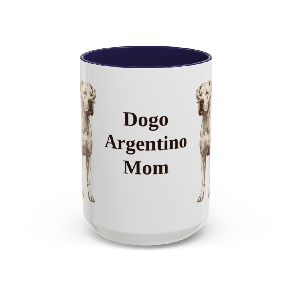 15oz Dogo Argentino Dog Mom Mug, Navy, front view