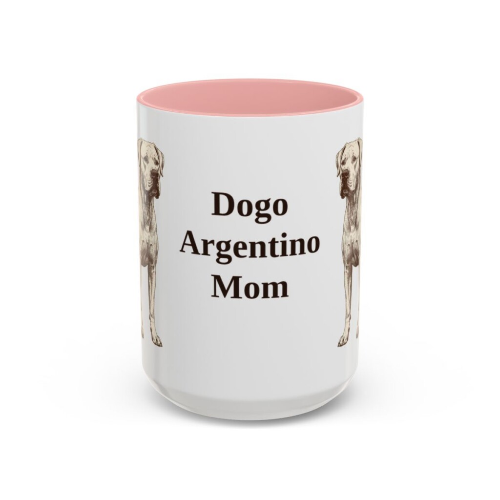 15oz Dogo Argentino Dog Mom Mug, Pink, front view