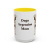 15oz Dogo Argentino Dog Mom Mug, Yellow, front view
