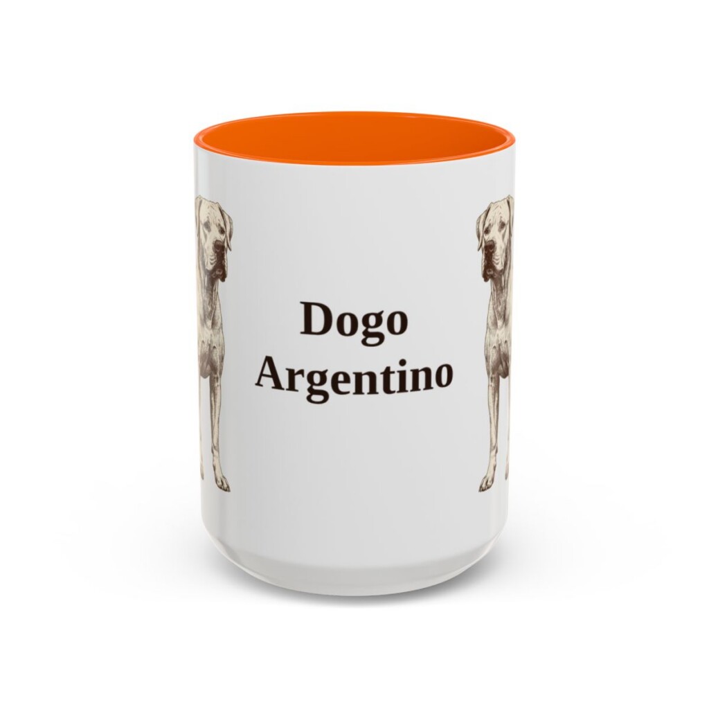 15oz-dogo-argentino-mug-orange 15oz Dogo Argentino Mug, Orange, front view