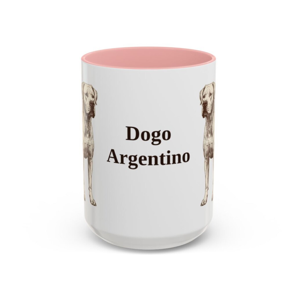 15oz-dogo-argentino-mug-pink 15oz Dogo Argentino Mug, Pink, front view