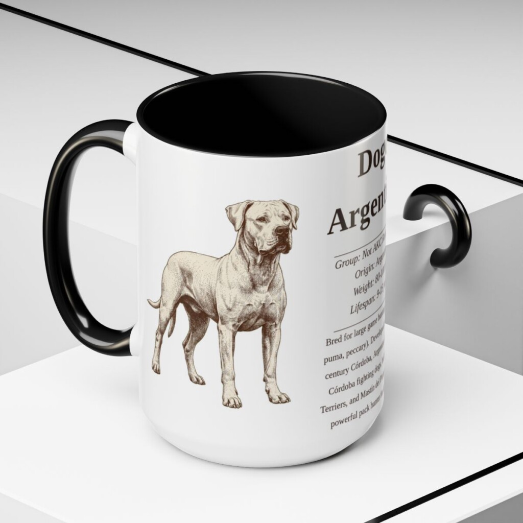 15oz Dogo Argentino Mug, Black, lifestyle photo
