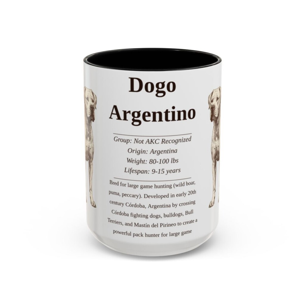 15oz Dogo Argentino Mug, Black, front view